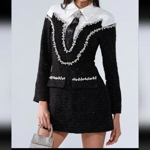 Embellished Sequin Suit Dress